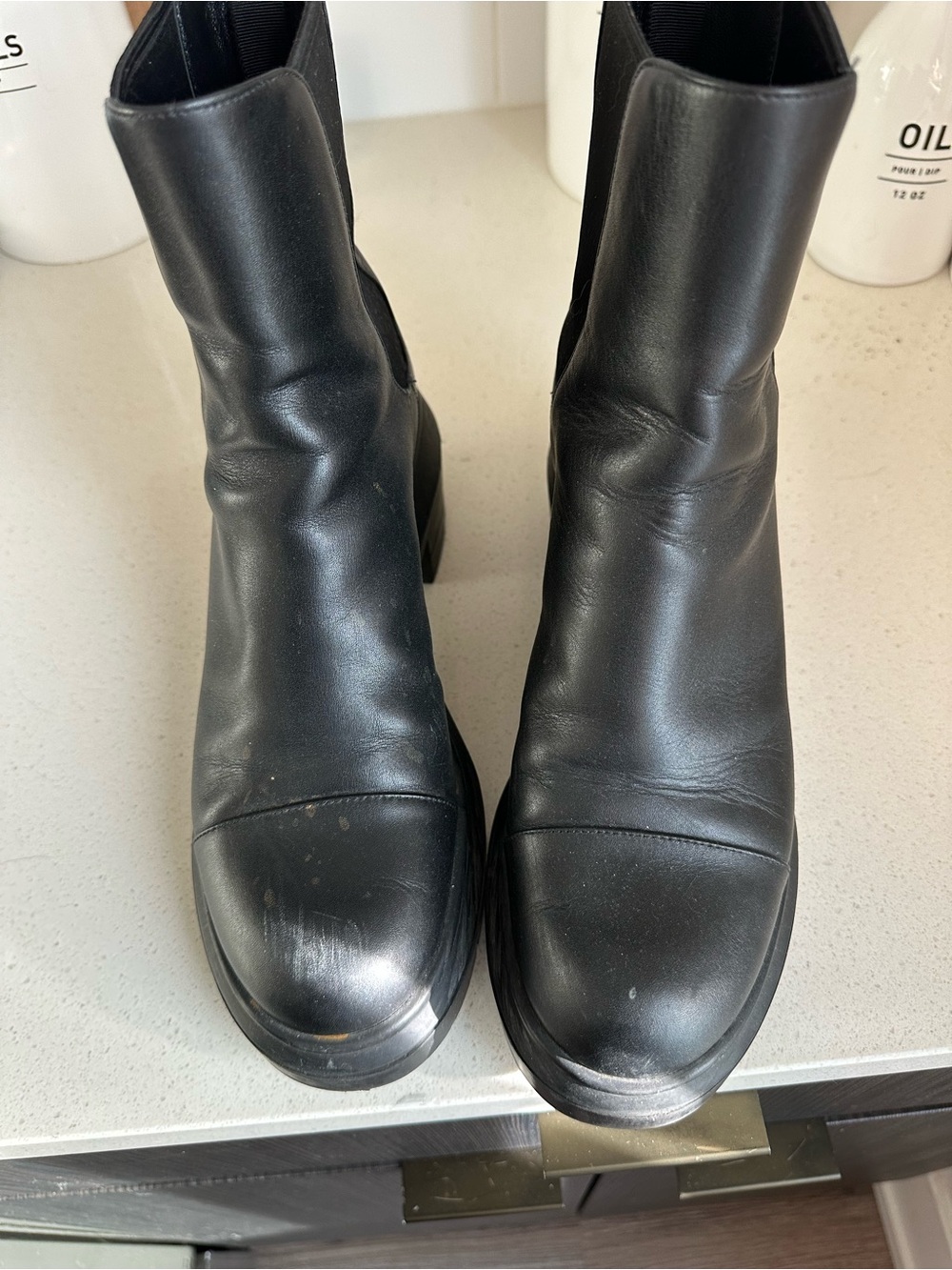 Stuart Weitzman Black Leather Ankle Booties
